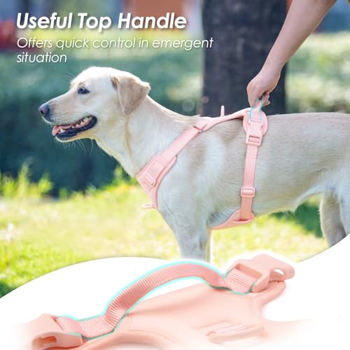 No Pull Dog Harness, Puppy Vest with Front Clip for Small Medium Large Sized Dog(Light Pink,M) - color: Light Pink, size: M(Neck:18.5-25.6", Chest:20.9-30.7")
