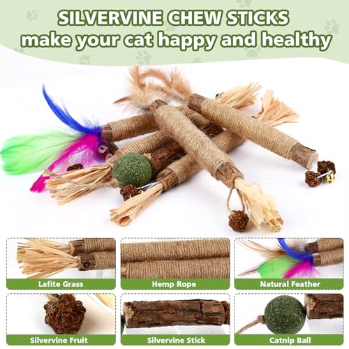 WOUSEDO Catnip Chew Toys for Cats, 24 Pack Cat Toys with Silvervine Sticks, Natural Silvervine Stick Cage Balls & Bell Balls for Indoor Cats - size: 24 Pack