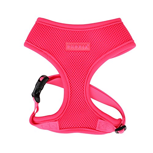 Puppia Soft Harness A - XS Over-the-Head Soft Mesh Harness Neon Pink - color: PINK, size: X-Small