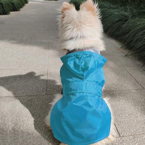 Dog Raincoat Dog Rain Jacket Poncho Waterproof Pet Rain Suit Double-Layered Breathable Lining Hooded Leash Hole Adjustable Puppy Small Medium Dogs,Blue,XL,Back Length 13-15.5 inches - color: Blue, size: XL:Back Length 13-15.5"