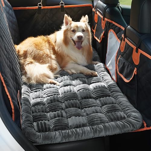 Backseat Pet Bed Mat,Dog Bed for Car,Fuzzy Dog Seat Cover for Car Back Seat, Non-Slip Travel Pet Mat, Fit for Backseat Extenders and Seat Covers(Gray) - color: Gray