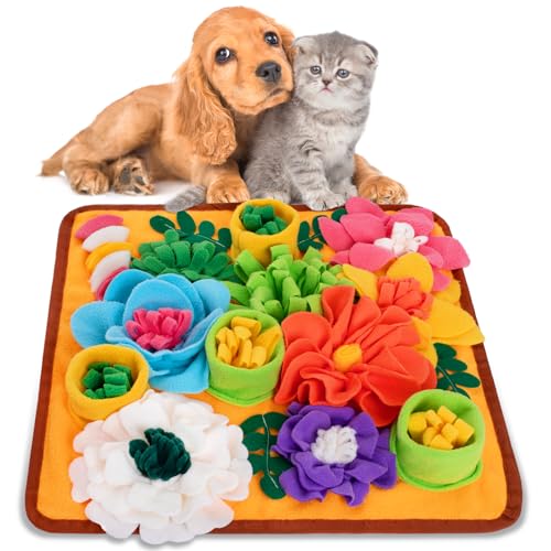 Snuffle Mat for Dogs, Sniff Mat Slow Feeding Mat for Small Pets Cats, Rabbits - Help Stress Relief and Training - Stimulate Your Pet's Foraging Skills! (Orange) - color: Orange