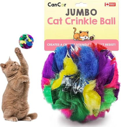 Jumbo Cat Crinkle Ball 3.5 Inch | 1 Pack | Interactive Indoor Cat Toy, Safe Lightweight Build with Durable Crinkle Material and Engaging Sound - style: 1 Pack