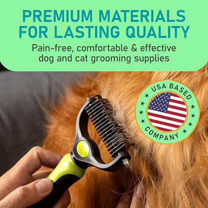 Maxpower Planet Pet Grooming Brush - Double Sided Shedding, Dematting Undercoat Rake for Dogs and Cats - Extra Wide Dog Grooming Brush - Yellow - color: Yellow, size: Large