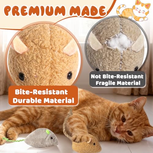 24 Pack 2.36" Colorful Mouse Toy for Cat, Interactive Catnip Animal Toys Plush Catnip Mouse Shaped Biting Toys for Indoor Cats
