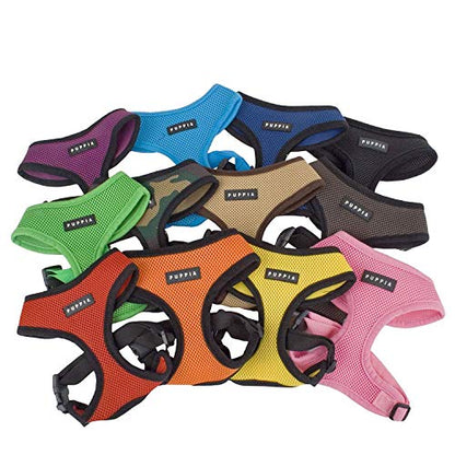 Puppia Soft Dog Harness No Choke Over-The-Head Triple Layered Breathable Mesh Adjustable Chest Belt and Quick-Release Buckle, Brown, Medium - color: Brown, size: Medium