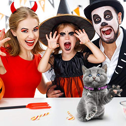 3PCS Halloween Breakaway Cat Collars with Bell Safety Adjustable Soft Nylon for Kitten Collars