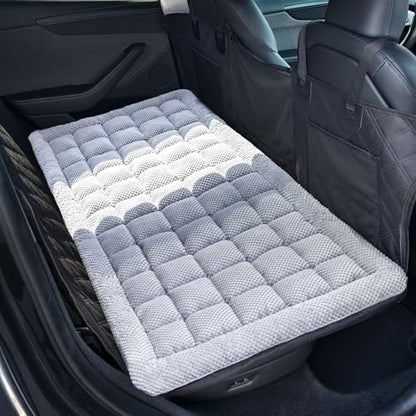 Dog Bed Mat for Car Backseat [Extra-Thick & Chew-Resistant], Road Trip Bed to Fully Protect Dog's Safety, Fits Trucks/SUVs Back Seat Cover Extenders, Grey, 54x24x1.8 inch