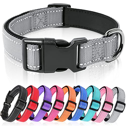HEELE Dog Collar, Reflective Dog Collar, Soft Neoprene Padded Breathable Nylon Pet Collar Adjustable for Small Dogs Puppy, Gray, XS(7.87-11.81") - color: Gray, size: X-Small (7.87-11.81")