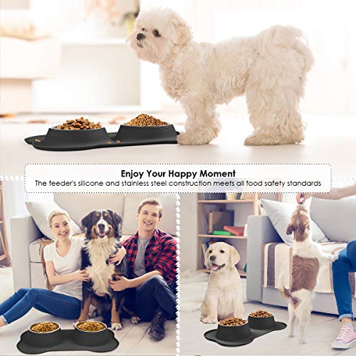 URPOWER Dog Bowls Stainless Steel Dog Bowl with No Spill Non-Skid Silicone Mat 53 oz Feeder Bowls Pet Bowl for Dogs Cats and Pets