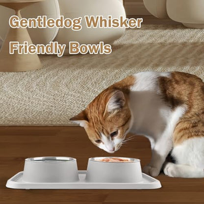 Cat Bowls for Food and Water, Premium Removable Stainless Steel Double Bowls with Non-Slip Bottom & Elevated Stand for Pet and Small Dogs,Upgrade Non-Spill Cat Food Feeder (Light Grey) - color: Light Grey-New