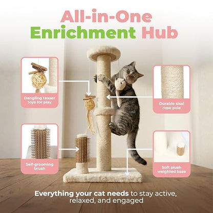 Best Pet Supplies Catify Cat Scratcher, Fun Interactive Scratchers, Posts, Poles, Claw Safe, Furniture Saver Indoor Play Support Natural Cat Behaviors Heavy Duty - Beige, 11.78 x 11.78 - color: Scratching Post (Beige) H: 22"