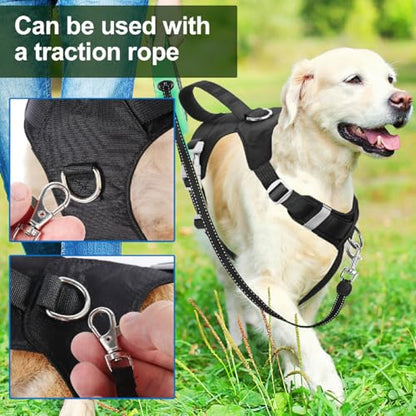 No Pull Dog Harness with Handle, Adjustable Soft Pet Vest Harness with Lightweight for Small Medium Large Sized Dog,Black,L - color: Black, size: L