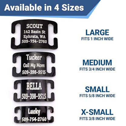 GoTags Slide-On Pet ID Tags, Personalized Dog and Cat Collar Tags, Silent, No Noise Tags Made of Stainless Steel, Custom Engraved