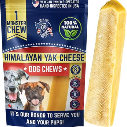 Devil Dog Pet Co. Himalayan Yak Cheese Dog Chews for Large and Giant Breeds & Aggressive Chewers - Long Lasting, Rawhide Free, High Protein - Cleaner Teeth, Anxiety & Boredom Relief - Monster - style: Monster - 1 Pack