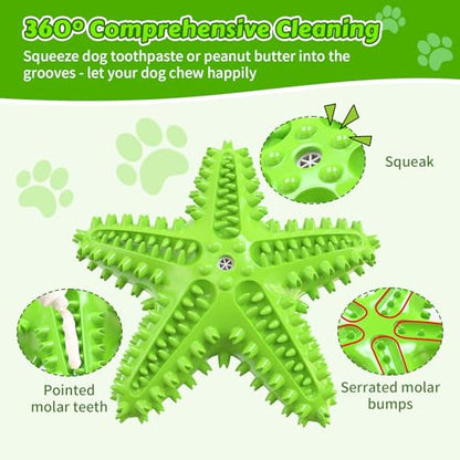 Dog Chew Toys Floating Squeaky Toy for Aggressive Chewers Toothbrush Teething Cleaning Toys Outdoor Swimming Interactive Tough Toys for Medium and Large Dogs - color: Starfish-green