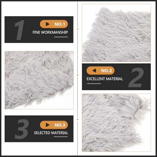 IMIKEYA Fluffy Warm Pet Throw Mat Double-Layer Plush Anti-Slip Cushion Medium Gray for Dogs and Cats Indoor Sleeping Bed