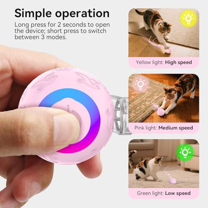 Smart Interactive Cat Dog Toys, Automatic Pet Toys for Bored Indoor Cats and Dogs, Motion Activated, USB Rechargeable, Christmas Pet Birthday Gifts (Pink) - color: Pink