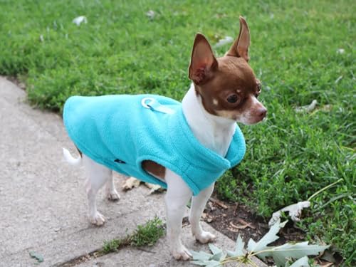 JACKO & CO - Fleece Vest Dog Sweater with Leash Ring - Soft, Warm & Lightweight Pullover Coat for Small & Medium Dogs, Puppies & Cats - Cozy Fall/Winter/Spring Pet Jacket (Turquoise, X-Small 2-4lbs) - color: Turquoise, size: XS (2-4lbs)