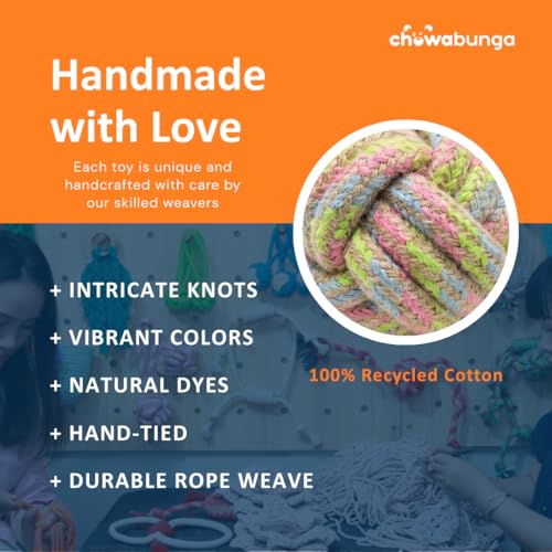 Tug of War Dog Toy 12 Inch Eco Cotton Interactive Dog Rope Toy with Grip Handle & Rope Tug Ball with Natural, Non-Toxic Dyes Tug Toy for Medium & Small Dogs (Rainbow) - color: Rainbow