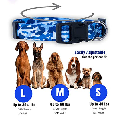 Camo Dog Collar (Medium, Blue) - color: Blue, size: Medium (Pack of 1)