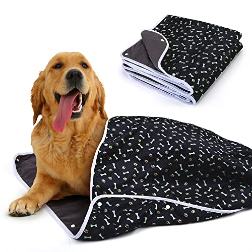Teamoy 1 Pack 2 Dog Blanket, Waterproof Dog Bed Cover Protector for Sofa Couch(Black, 27.5" x 27.5")