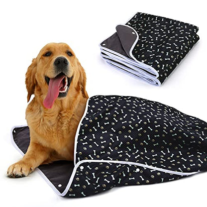 Teamoy 1 Pack 2 Dog Blanket, Waterproof Dog Bed Cover Protector for Sofa Couch(Black, 27.5" x 27.5")
