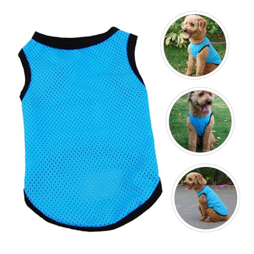 Pet Sleeveless Vest Breathable Mesh Dog Shirt Blue M Size Cooling Pet Clothes for Puppies and Small Dogs