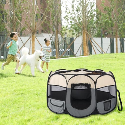 Pet Cat Playpen for Indoor Cats,Puppy Small Dog Cat Tent Crates Cage,Portable Pet Dog Playpen,29x29x16,Grey/Beige,1Pack - color: F2916 Grey