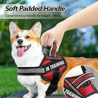 Dog Vest Harness and Patches Set, Animire in Training Service Dog Harness with 10 Dog Patches, Reflective Dog Vest with Handle for Small, Medium, Large, and Extra-Large Dogs - color: Red, size: X-SMALL(Chest:14-19 Inch)