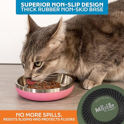 Master Pet Supply Stainless Steel Cat Bowls - 9 oz Heavy Duty - Camo Patrol, Double Wall Extra-Thick Insulated, Non-Slip Pet Water Bowl for Cats & Pets, Anti Rust Metal, Dishwasher Safe - color: Camo Patrol