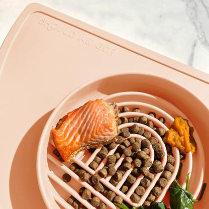 Should We Go? Slow Feeder for Dogs & Puppies, The Slowdown Bowl Silicone Slow Eating, Modern Lick Mat Design, Reduces Gulping, Fits 2 Cups, 7.5” Across x 1.5” Tall, Mealtime Challenge, Medium-Blush - color: Blush - Rainbow Design, size: Medium (7.5” Acros