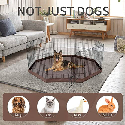 NEZUC Foldable Metal Dog Exercise Playpen Gate Fence Dog Crate 8 Panels 36 Inch Height Puppy Kennels with Bottom Pad for Animals Outdoor Indoor (with Bottom pad, 8 Panels 36" H) - size: 36"H, style: Playpen+Bottom Pad