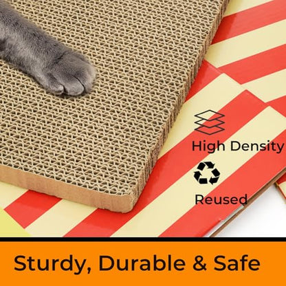 Tlence 2 Pack Cardboard Cat Houses with Scratcher, 16.5''x12.25''x15'' Cat Hideaway Playhouse, Kitty Scratching Beds for Indoor Cats, Pizza Shop Cat Furniture Condo Cave Tent for Bunny Small Animals