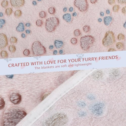 6 Pack Small Dog Blanket, Super Soft Warm Pet Cover Blankets, Paw Print Puppy Fleece Flannel Blanket for Small Medium Dogs and Cats MW003 - color: Beige Paw, size: 6 Pack of 29.9x20.5 Inches