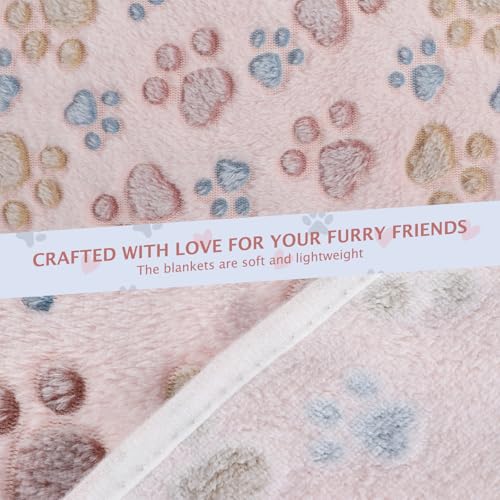 6 Pack Small Dog Blanket, Super Soft Warm Pet Cover Blankets, Paw Print Puppy Fleece Flannel Blanket for Small Medium Dogs and Cats MW003 - color: Beige Paw, size: 6 Pack of 24x47 Inches