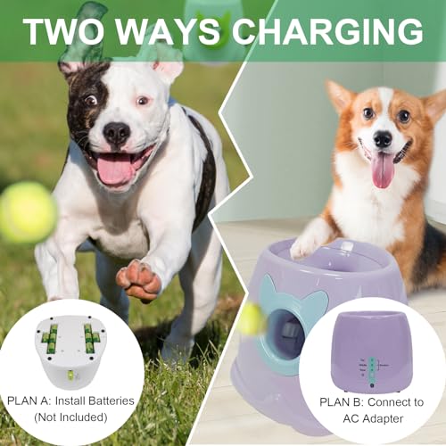 Automatic Dog Ball Launcher for Small to Medium Dogs, Interactive Pet Toy with Balls (Purple)