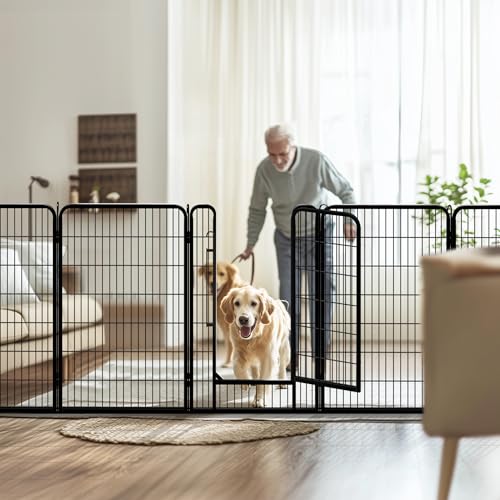 Yaheetech Dog Playpen Outdoor, 47 inch 8 Panels Dog Pen Indoor Heavy Duty Puppy Exercise Pen Metal Pet Fence for RV Camping/Yard/Garden - size: 47"
