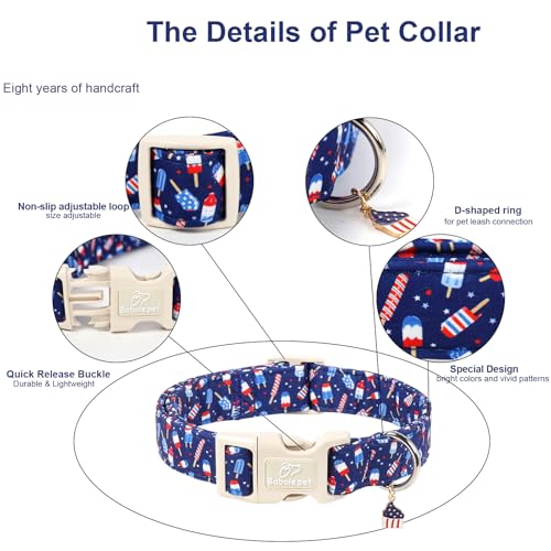 4th of July Dog Collar Patriotic Popsicle Dog Collars for Puppy Small Dogs - Lightweight Adjustable Navy Independence Day Puppy Collars Cute Summer Pet Safety Collar XS - color: Patriotic Popsicle, size: XS