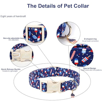 4th of July Dog Collar Patriotic Popsicle Dog Collars for Puppy Small Dogs - Lightweight Adjustable Navy Independence Day Puppy Collars Cute Summer Pet Safety Collar XS - color: Patriotic Popsicle, size: XS
