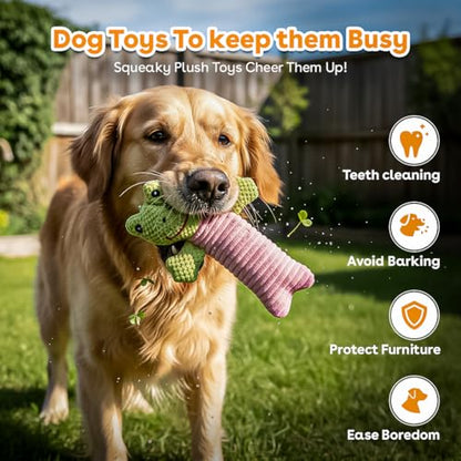 NatureTailsPaw Soft Dog & Cat Toy – Cute Squeaky Interactive Chew Toy for Puppies & Kittens, Durable Plush Teething Toy for Small, Medium & Large Breeds (Frog) - color: Frog