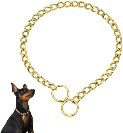 Dog Chain Collars, Metal Choke Link Dog Collar Choker Training Heavy Duty Slip Martingale Puppy Collars for XS Small Medium Large Big XL Breed Dogs (Gold, XS(Neck Max 12inch) D2.0mm) - color: Gold, size: XS(Neck Max 12inch)D2.0mm