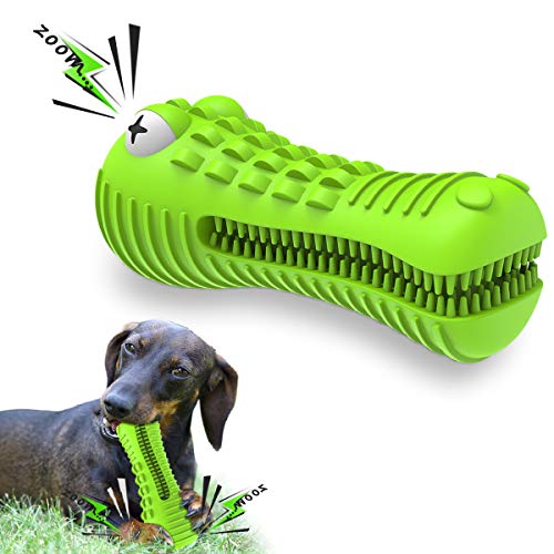 Cutiful Dog Toys for Aggressive Chewers Large Medium Breed, Indestructible Dog Chew Toys, Squeaky Interactive Tough Extremely Durable, Dogs Toothbrush Toys to Keep Them Busy - color: grass-green
