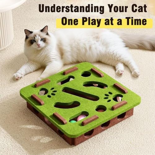 Cat Scratch Puzzle Enrichment Box, Cat Nail File Enrichment Box with Balls, Interactive Cats Scratches Puzzle Boxs - Bite & Scratch Resistant, for Indoor Bored Cats Scratching Hunting (White-B) - color: White-B
