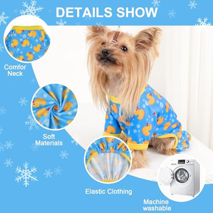 Dog Pajamas Small Sized Dogs Stretchable Summer Dog Clothes Pjs 4 Legs Girl Boy Cute Soft Puppy Outfits Doggie Cat Jammies Jumpsuit Sleeper for Pet, Blue Duck, S - color: Blue Duck, size: Small (Chest 13in )