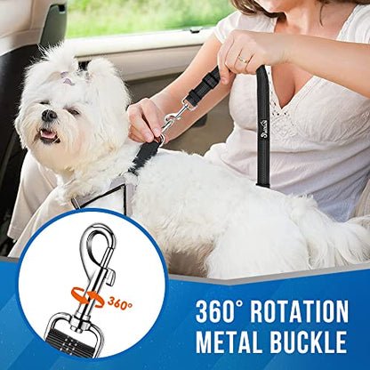 Lukovee Double Dog Seat Belt, New Dual Pet Car Headrest Restraint Safety Seatbelt No Tangle Dog Leash Duty Adjust Elastic Bungee Puppy Lead Splitter Connect Harness in Vehicle Travel for 2 Dogs,Black - color: Black