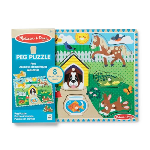 Melissa & Doug Pets Wooden Peg Puzzle (8 pcs) - style: Pets