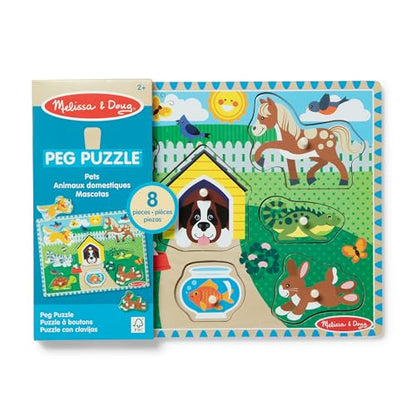 Melissa & Doug Pets Wooden Peg Puzzle (8 pcs) - style: Pets