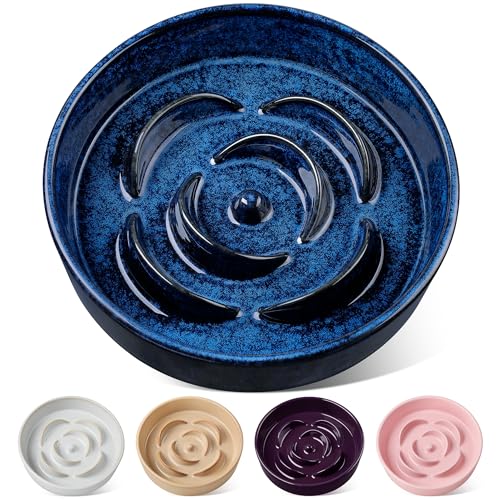 vancasso Slow Feeder Dog Bowl, 3 Cups Ceramic Slow Feeder for Large Breed, Puzzle Maze Dog Food Bowl for Fast Eater, Blue - color: Blue, size: L - 3 Cups