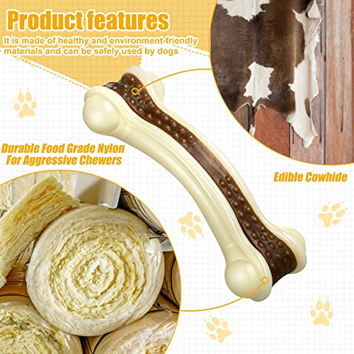 Sosation Bones Shaped Dog Toys for Aggressive Chewers, 2 Pack Christmas Dog Chew Toys Puppy Teething Nylon Beef Flavor for Large/Medium/Small Puppies Breeds(Curved Bone,Large, Small) - size: Large, Small, style: Curved Bone